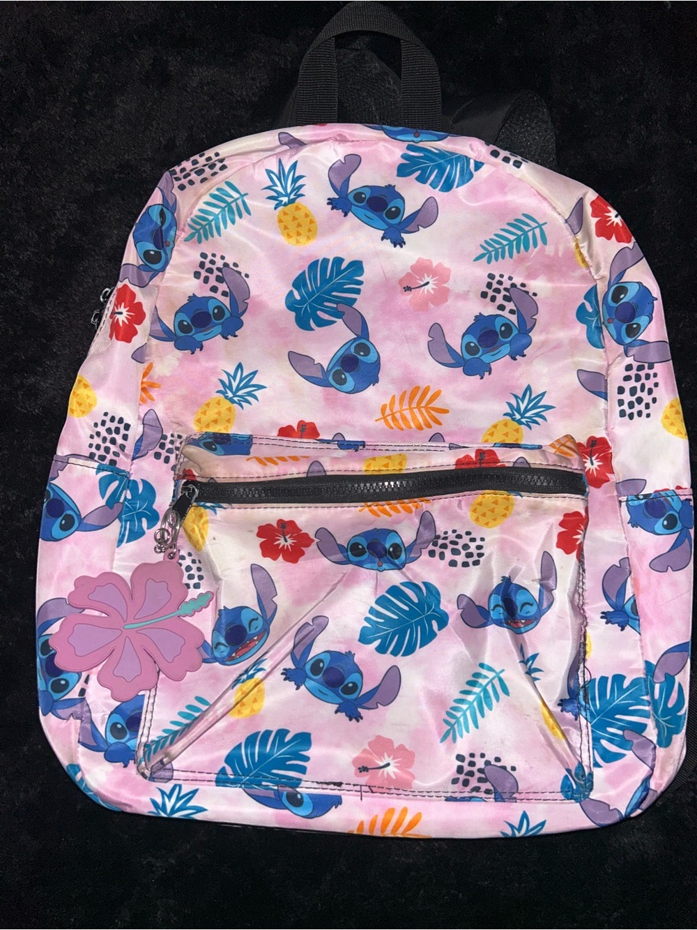 Disney Pink Backpack with Blue Stitch and Tropical Prints